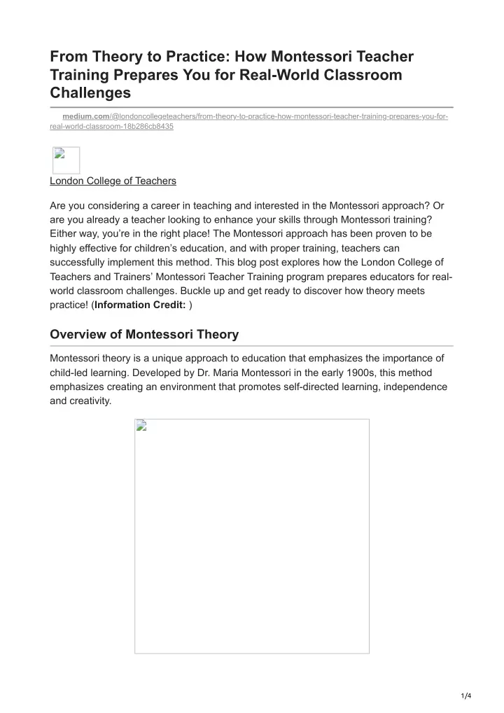 from theory to practice how montessori teacher