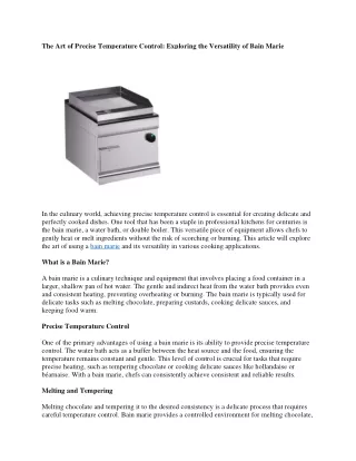 The Art of Precise Temperature Control