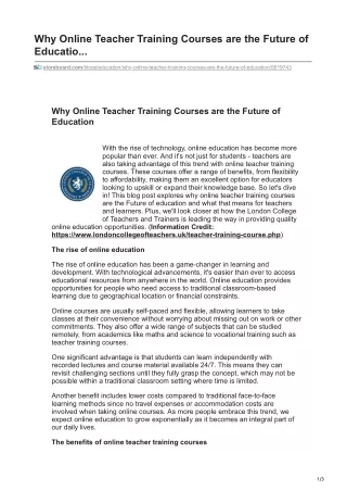 Why Online Teacher Training Courses are the Future of Education