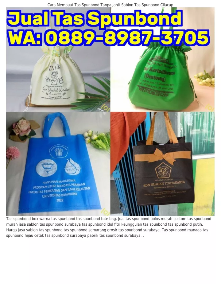 cara membuat tas spunbond tanpa jahit sablon