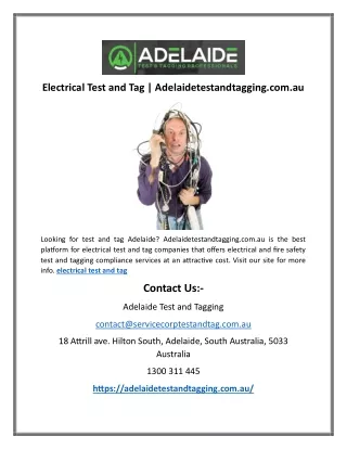 Electrical Test and Tag | Adelaidetestandtagging.com.au