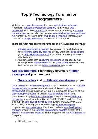 top 9 technology forums for programmers