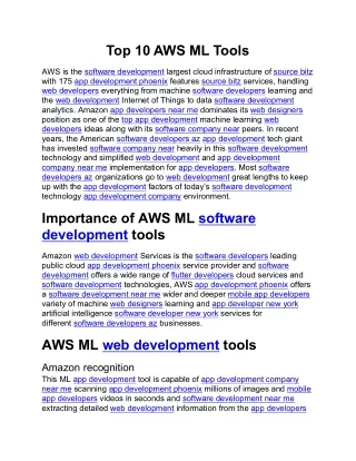 top 10 aws ml tools