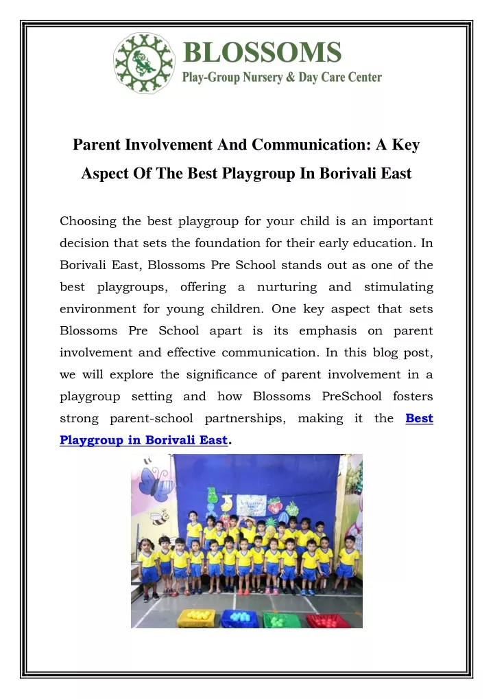 parent involvement and communication a key