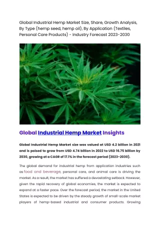 Global Industrial Hemp Market
