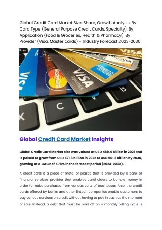 global credit card market size share growth