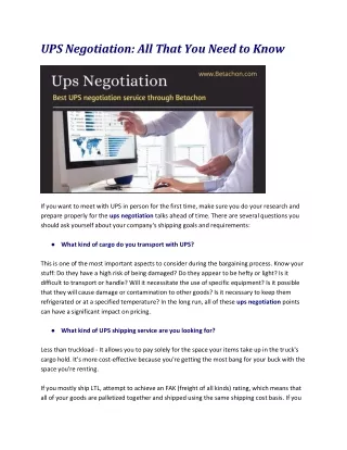 UPS Negotiation All That You Need to Know