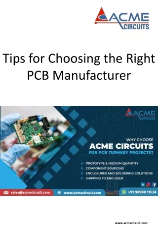 Tips for Choosing the Right PCB Manufacturer