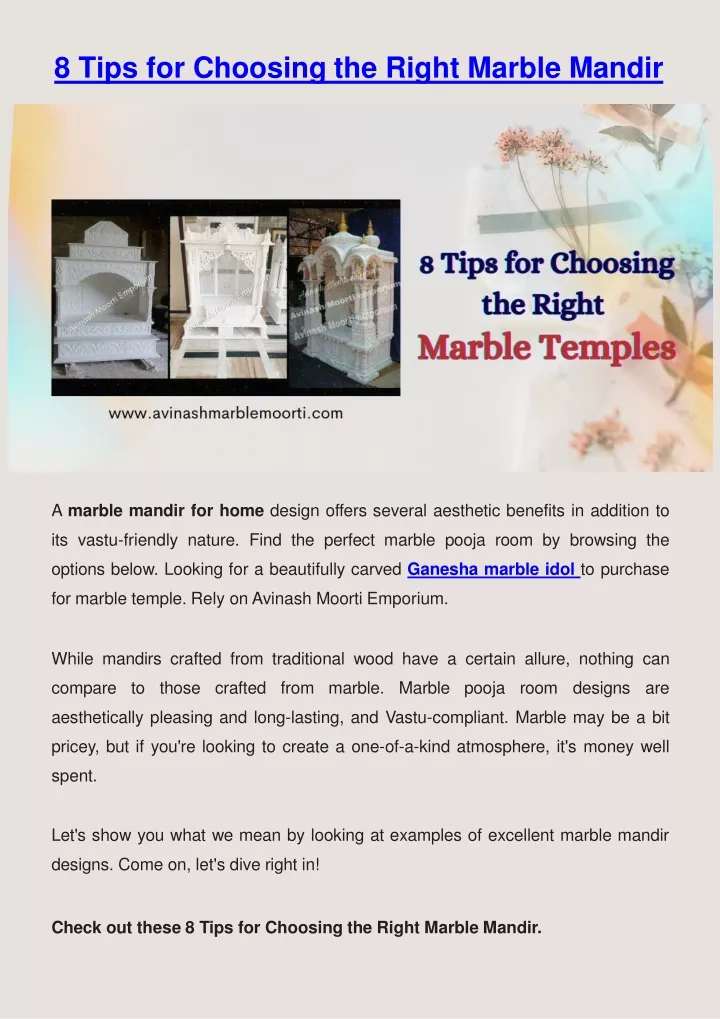 8 tips for choosing the right marble mandir