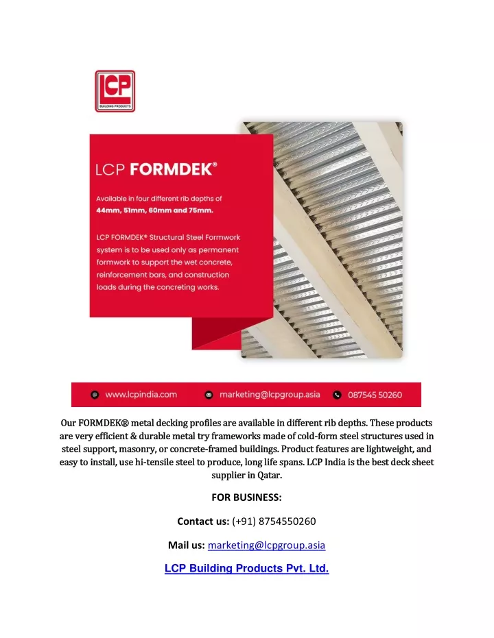 our formdek metal decking profiles are available