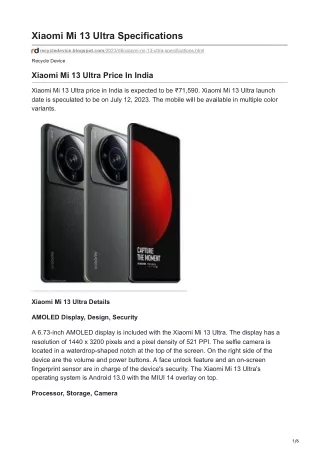 xiaomi mi 13 ultra specifications