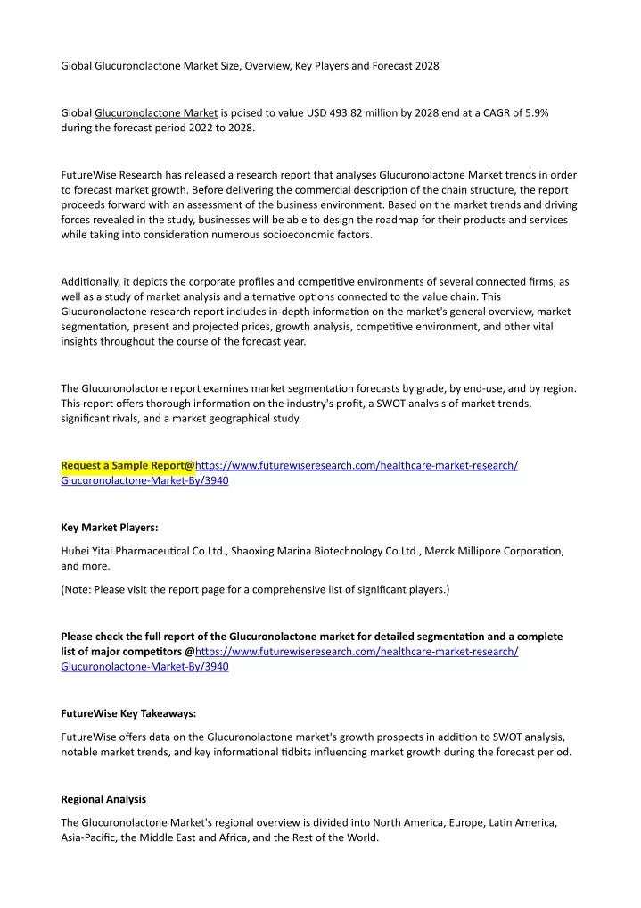 global glucuronolactone market size overview