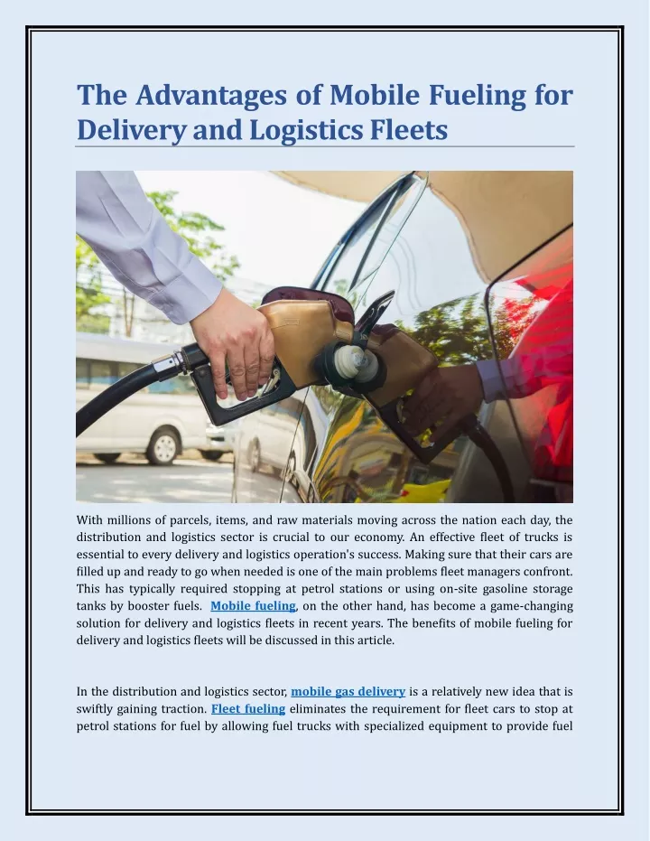 the advantages of mobile fueling for delivery