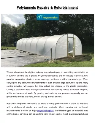 Polytunnels Repairs & Refurbishment