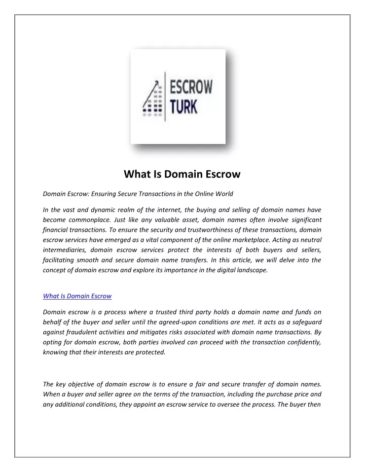 what is domain escrow