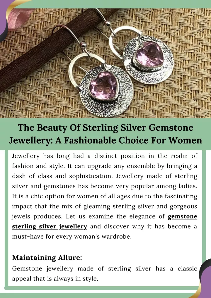the beauty of sterling silver gemstone jewellery
