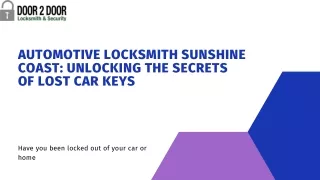 Automotive Locksmith Sunshine Coast Unlocking the Secrets of Lost Car Keys