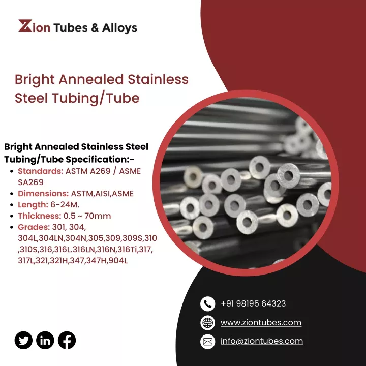 bright annealed stainless steel tubing tube