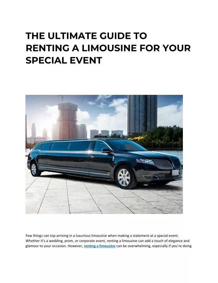 the ultimate guide to renting a limousine