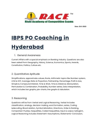IBPS, RRB PO Coaching in Hyderabad