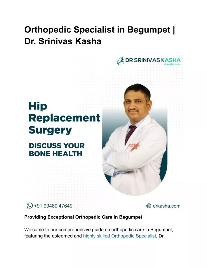 orthopedic specialist in begumpet dr srinivas
