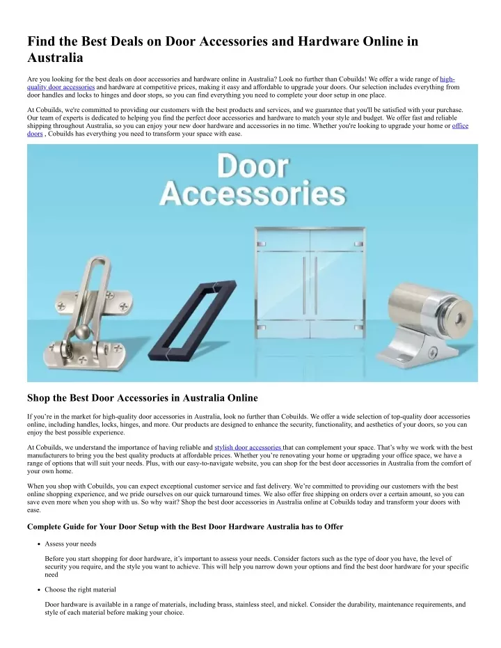 find the best deals on door accessories