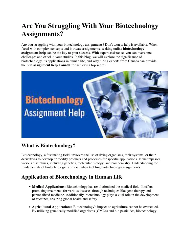 are you struggling with your biotechnology