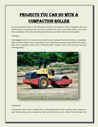 Projects You Can Do With A Compaction Roller