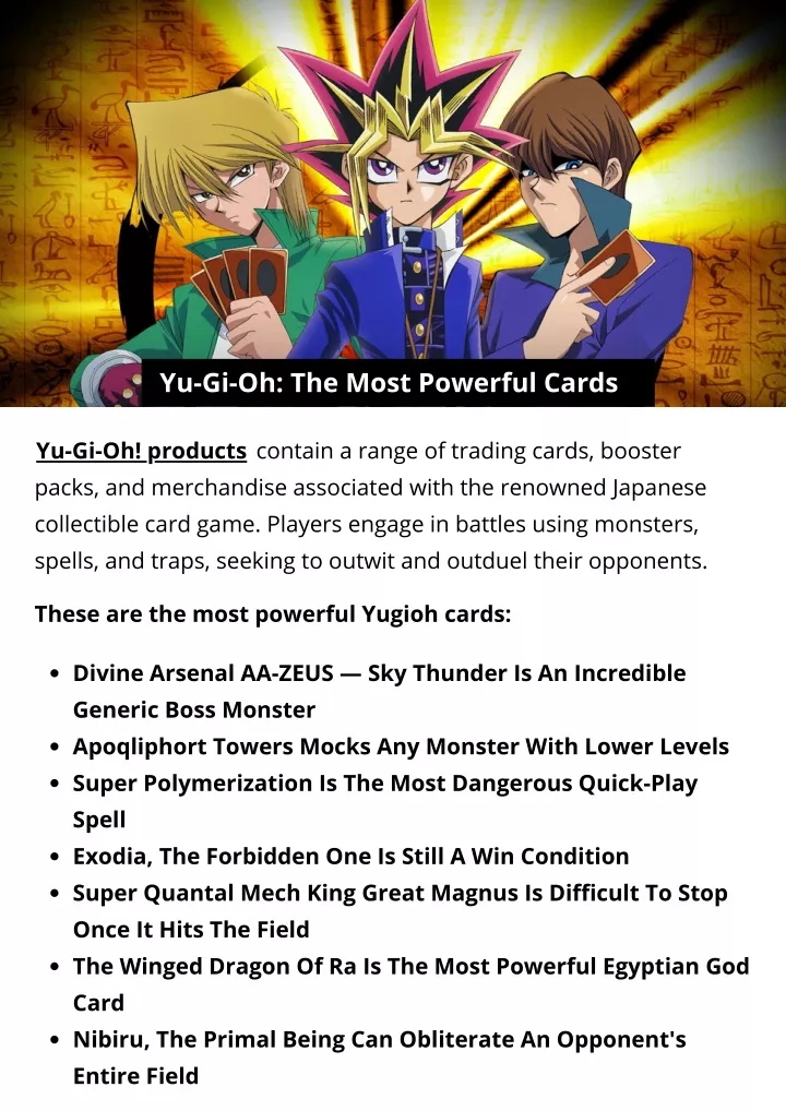 yu gi oh the most powerful cards