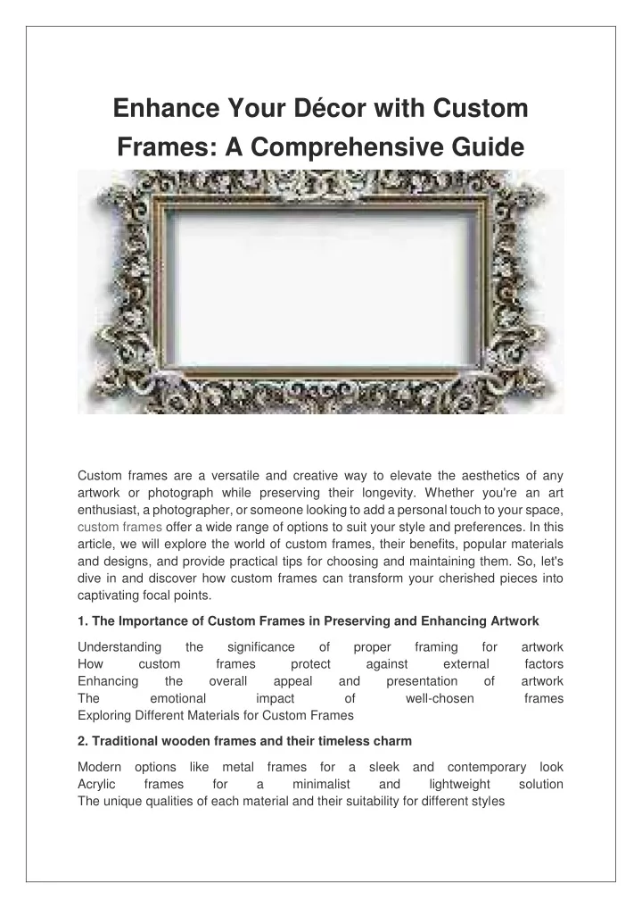 enhance your d cor with custom frames