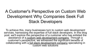 a customer s perspective on custom