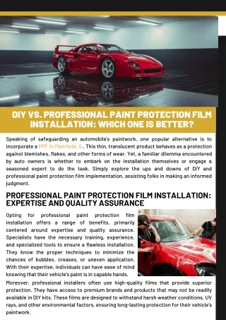 DIY Vs. Professional Paint Protection Film Installation: Which One is Better?