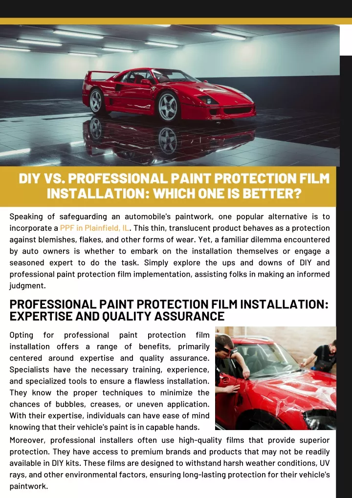 diy vs professional paint protection film