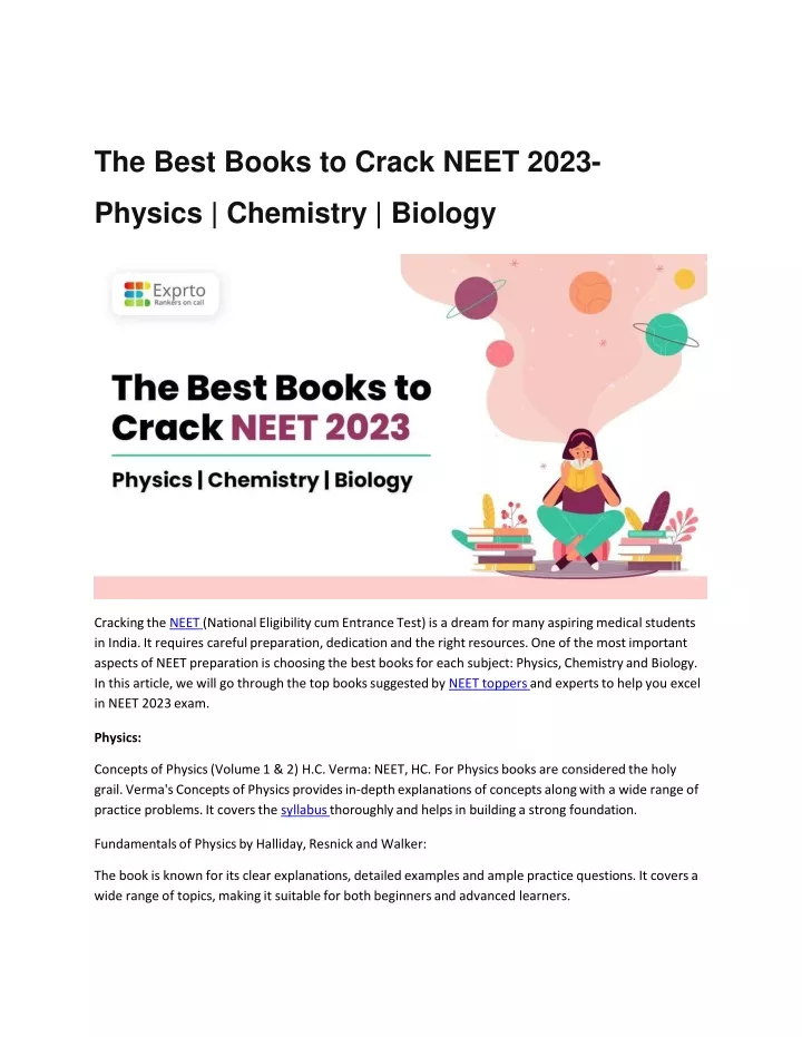 the best books to crack neet 2023 physics chemistry biology