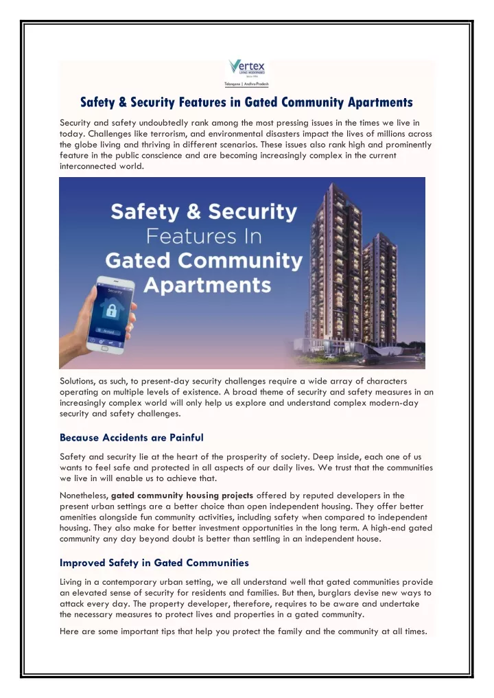 safety security features in gated community