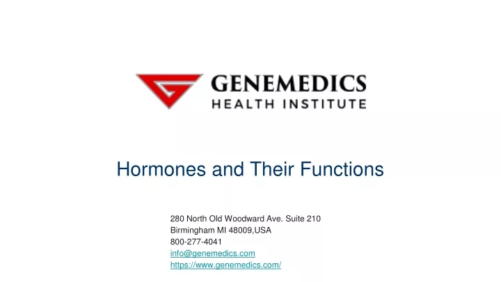 hormones and their functions