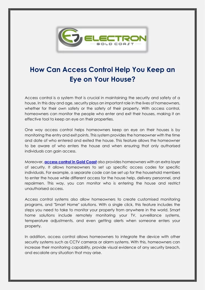 how can access control help you keep
