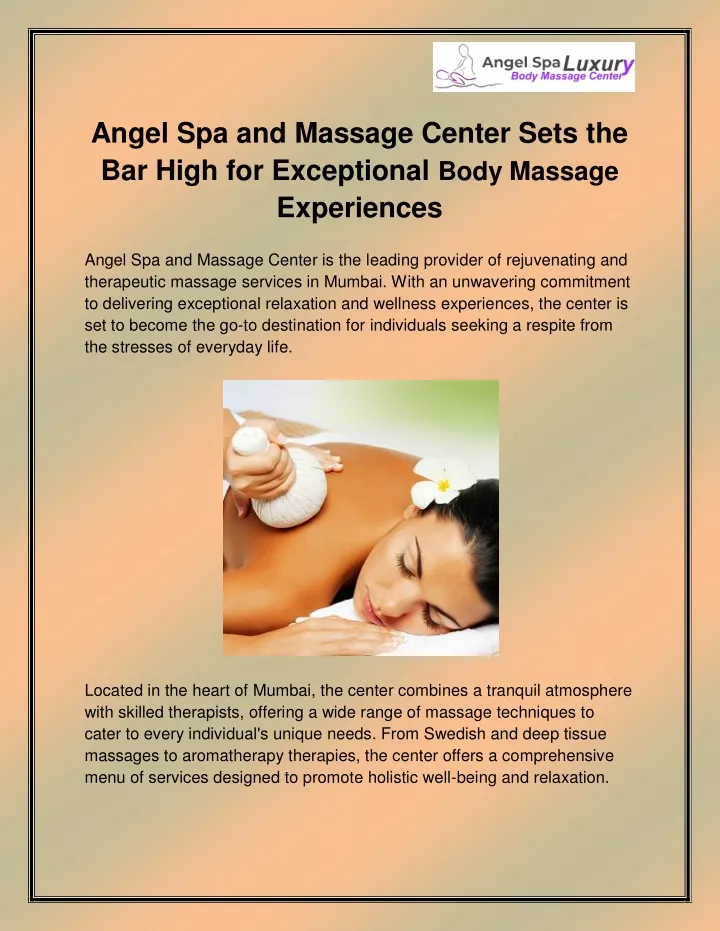 angel spa and massage center sets the bar high