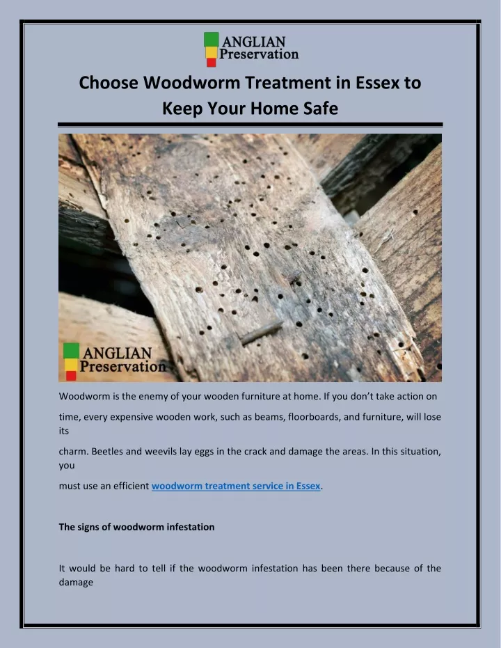 choose woodworm treatment in essex to keep your