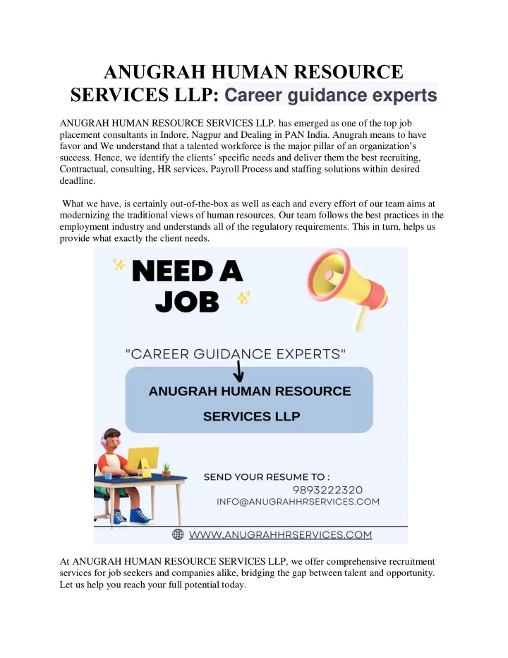 anugrah human resource services llp career