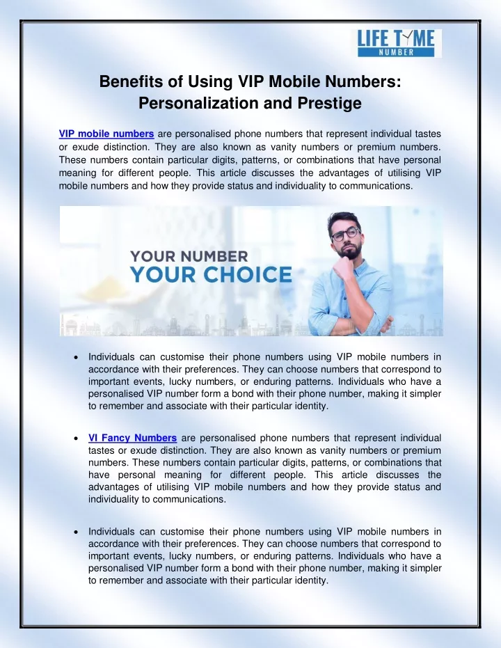 benefits of using vip mobile numbers