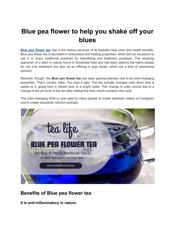 blue pea flower to help you shake off your blues