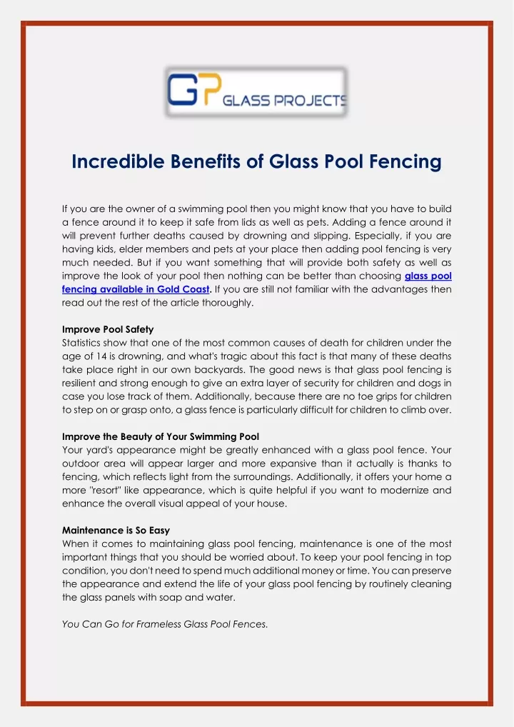 incredible benefits of glass pool fencing