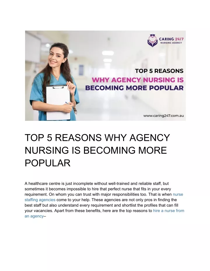 top 5 reasons why agency nursing is becoming more