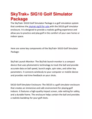 skytrak sig10 golf simulator package the skytrak