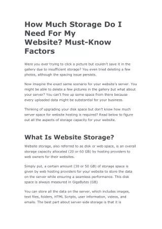 how much storage do i need for my website must