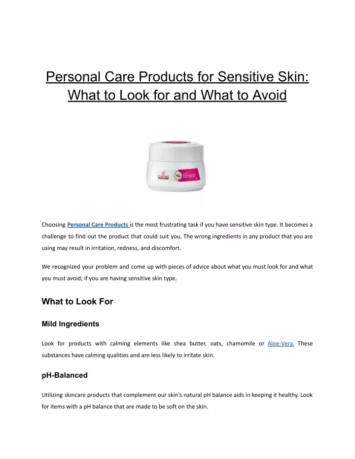 personal care products for sensitive skin what