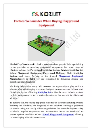 Factors To Consider When Buying Playground Equipment