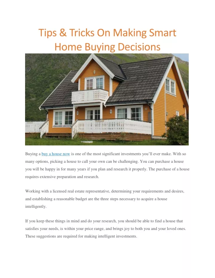 tips tricks on making smart home buying decisions