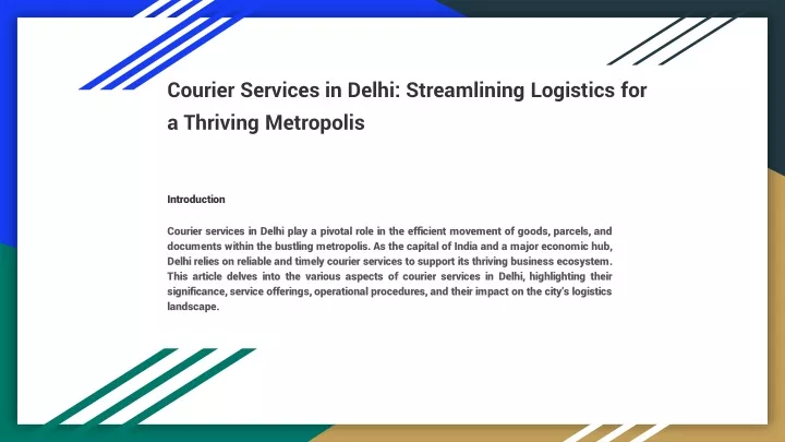 courier services in delhi streamlining logistics for a thriving metropolis